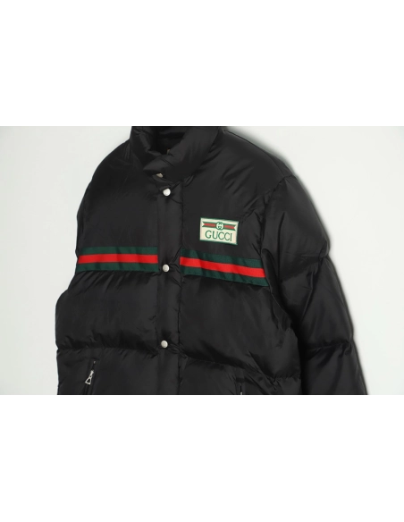 Gucci 22ss red and green webbing down jacket,Gucci Jacket,Jacket,APPAREL