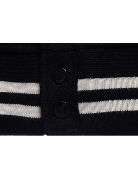 Saint Laurent Paris slp classic leather black and white baseball collar jacket,Saint Laurent Jacket,Jacket,APPAREL