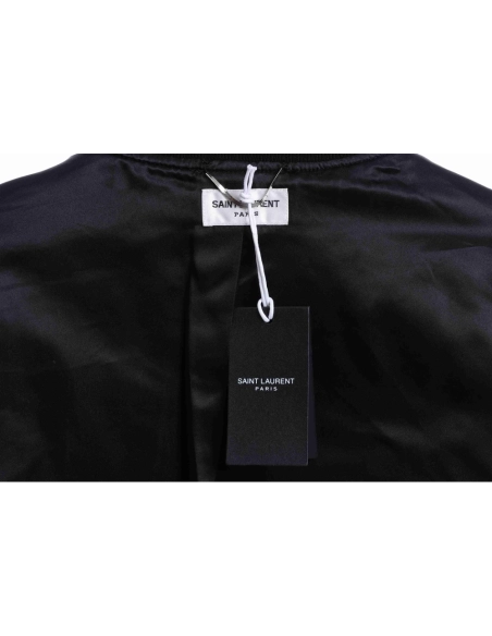 Saint Laurent Paris slp classic leather black and white baseball collar jacket,Saint Laurent Jacket,Jacket,APPAREL