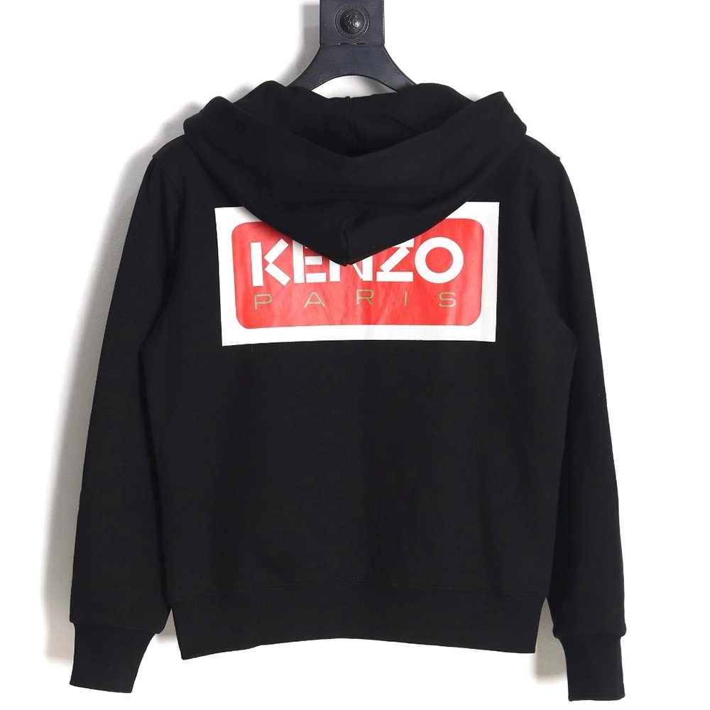 Kenzo square letter logo hooded zipup sweatshirt TSK1,Kenzo Hoodie,Hoodie,APPAREL