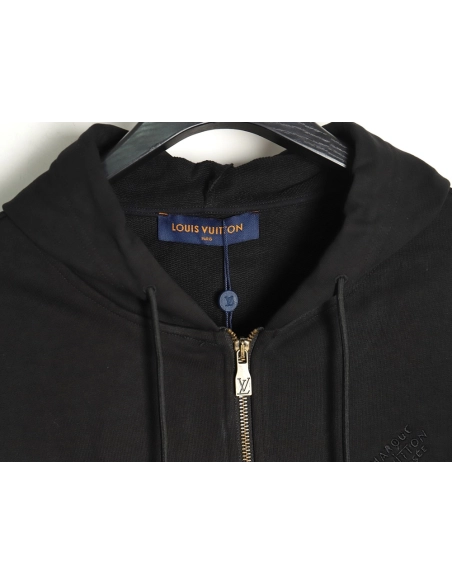 Louis Vuitton drawstring beaded hooded zipup sweatshirt,Louis Vuitton Hoodie,Hoodie,APPAREL