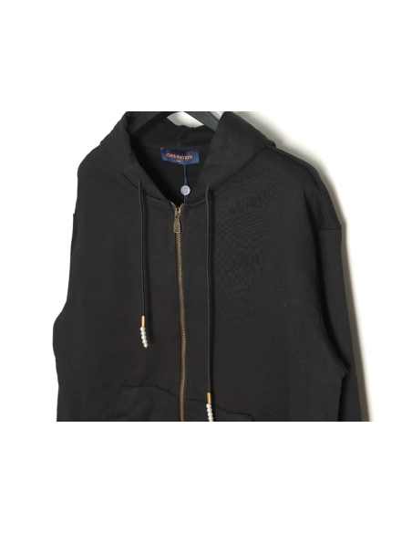 Louis Vuitton drawstring beaded hooded zipup sweatshirt,Louis Vuitton Hoodie,Hoodie,APPAREL