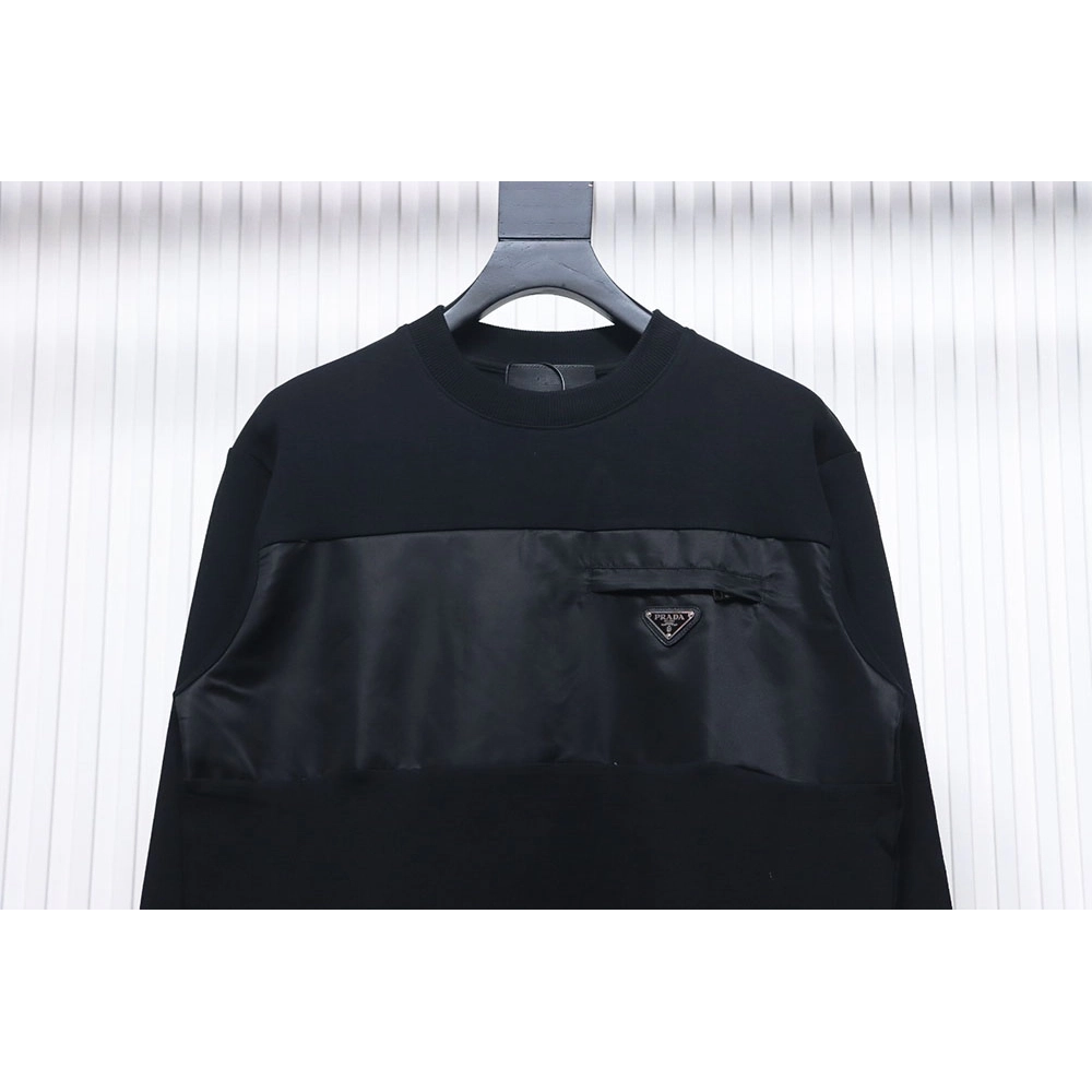 Prada panelled zipup crewneck sweatshirt TSK1,Prada Hoodie,Hoodie,APPAREL