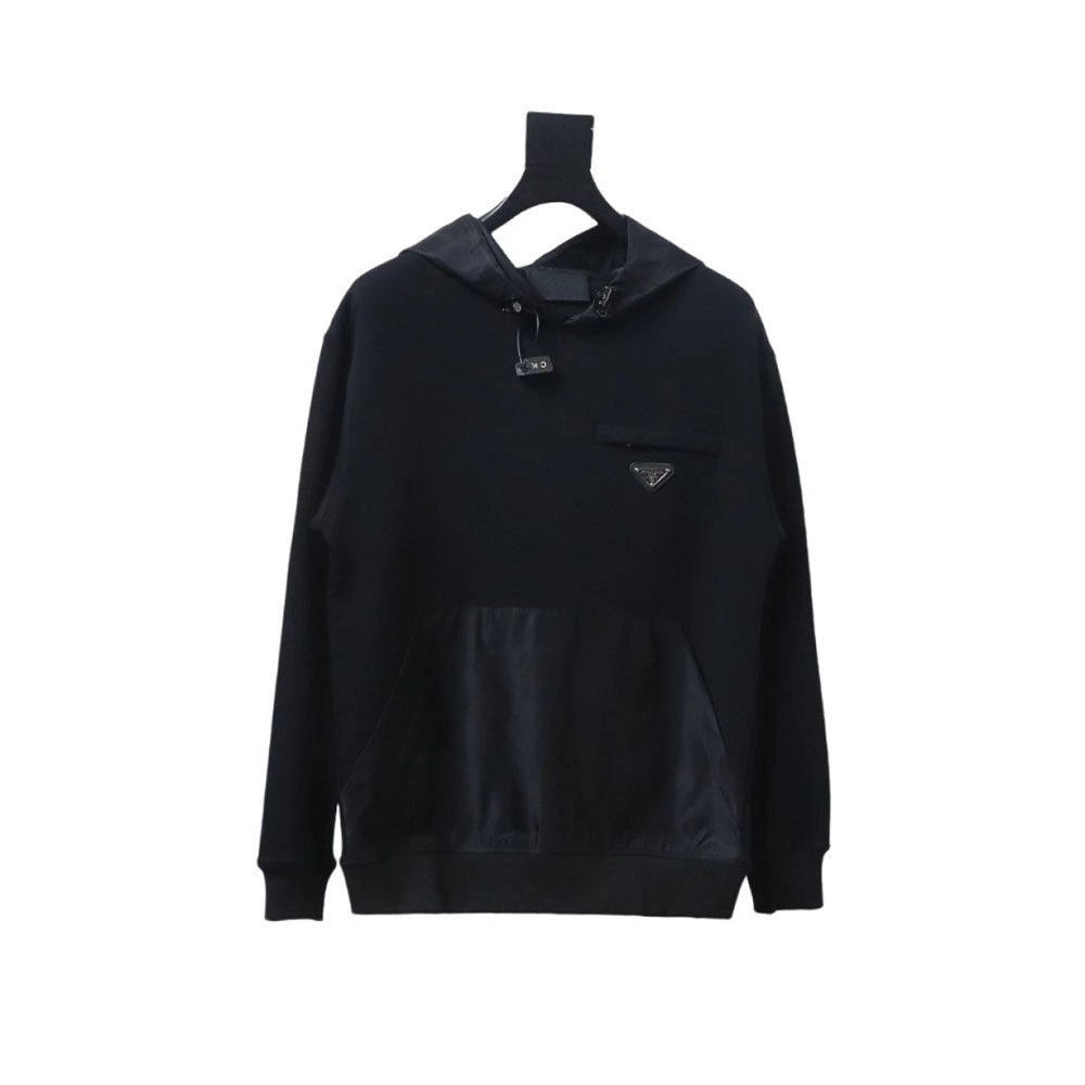 Prada panelled zipup crewneck sweatshirt,Prada Hoodie,Hoodie,APPAREL