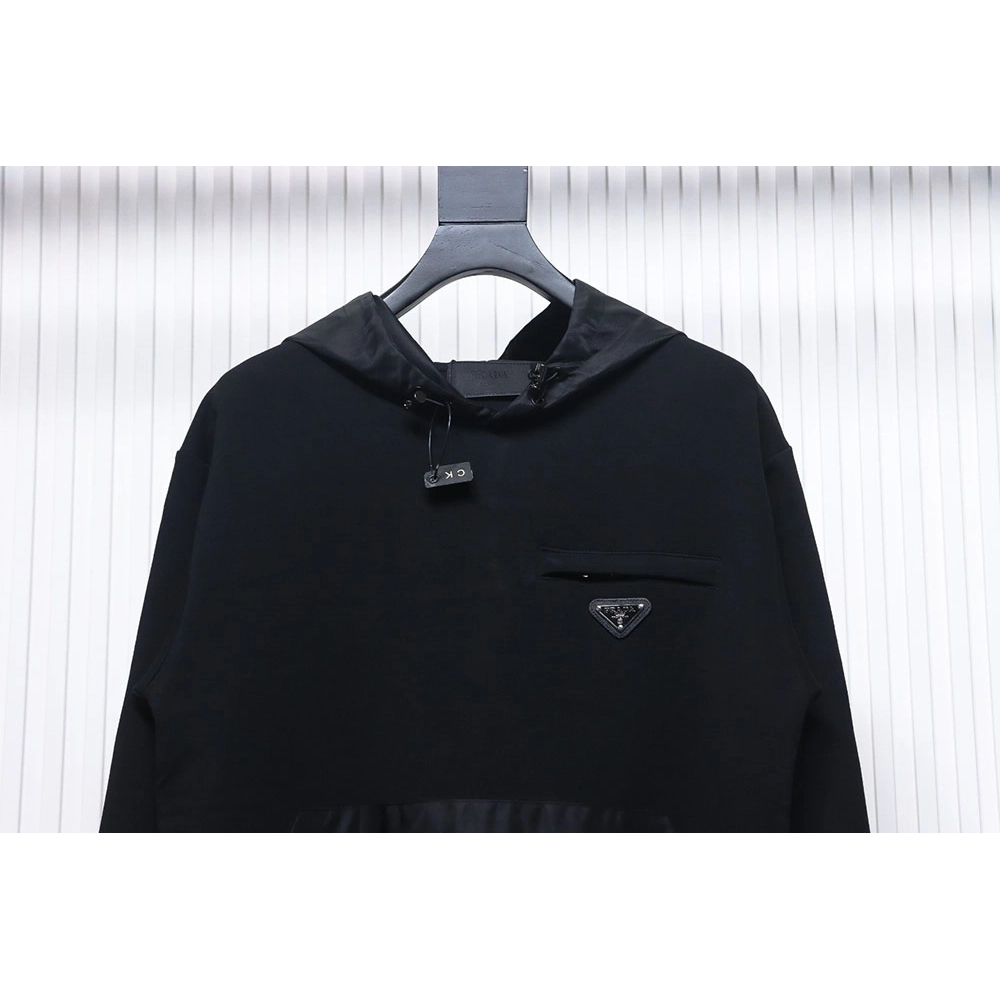 Prada panelled zipup crewneck sweatshirt,Prada Hoodie,Hoodie,APPAREL