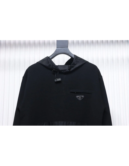 Prada panelled zipup crewneck sweatshirt,Prada Hoodie,Hoodie,APPAREL