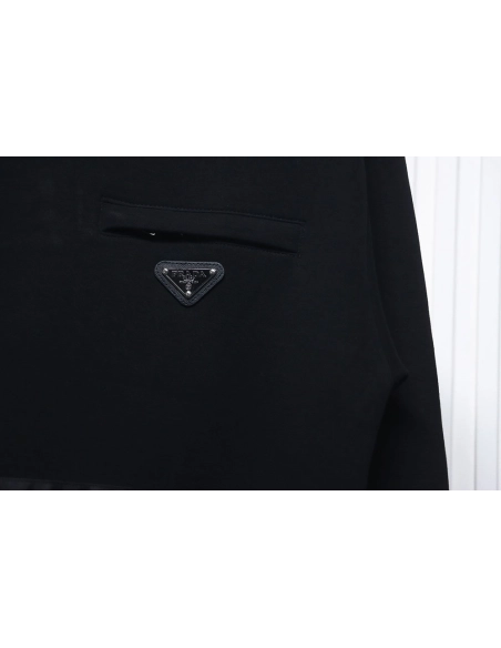 Prada panelled zipup crewneck sweatshirt,Prada Hoodie,Hoodie,APPAREL