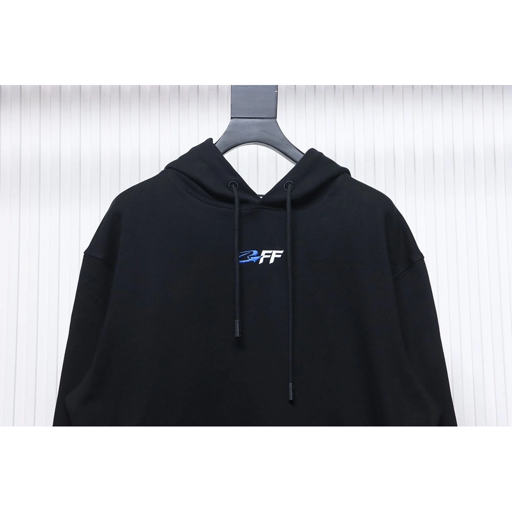 off white blue embroidered hooded sweatshirt letter hoodie,Off White Hoodie,Hoodie,APPAREL