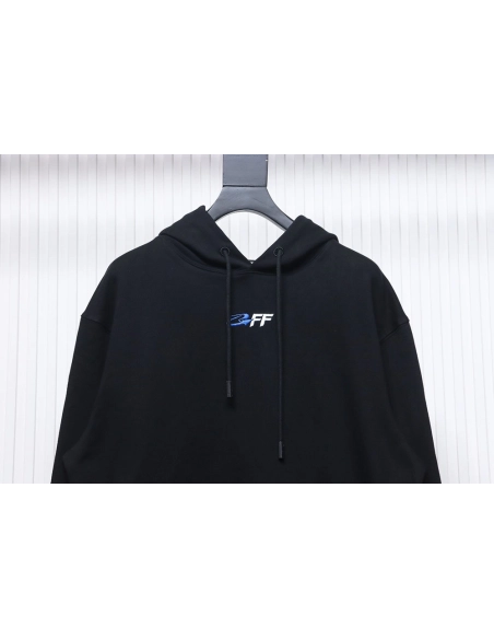 off white blue embroidered hooded sweatshirt letter hoodie,Off White Hoodie,Hoodie,APPAREL