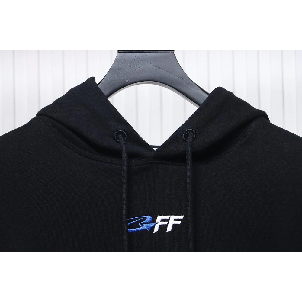 off white blue embroidered hooded sweatshirt letter hoodie,Off White Hoodie,Hoodie,APPAREL