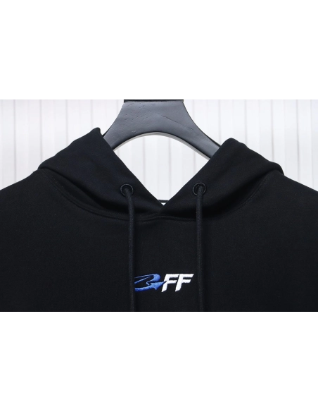 off white blue embroidered hooded sweatshirt letter hoodie,Off White Hoodie,Hoodie,APPAREL