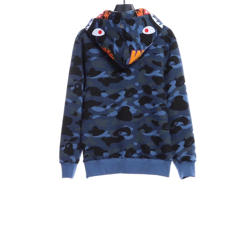 BAPE tiger embroidered zippered doublehooded hoodie,Bape Hoodie,Hoodie,APPAREL