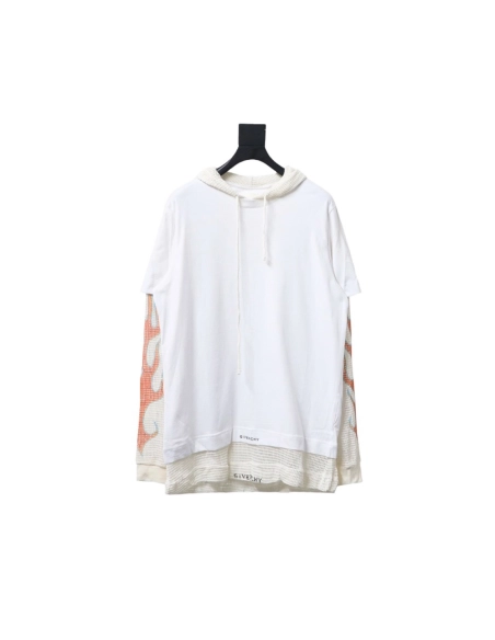 Givenchy hooded sweatshirt with layered flame mesh sleeves,Givenchy Hoodie,Hoodie,APPAREL