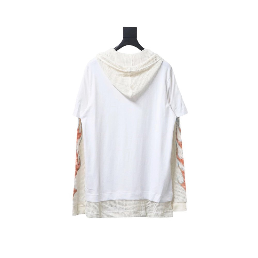 Givenchy hooded sweatshirt with layered flame mesh sleeves,Givenchy Hoodie,Hoodie,APPAREL