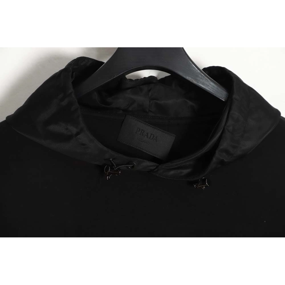 Prada 22Fw nylon patchwork triangle logo hooded sweatshirt,Prada Hoodie,Hoodie,APPAREL