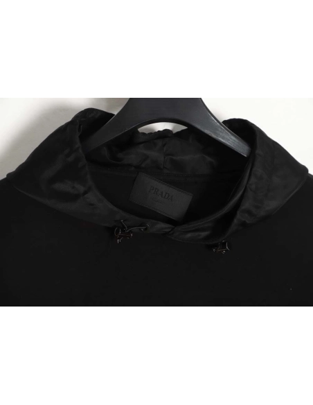 Prada 22Fw nylon patchwork triangle logo hooded sweatshirt,Prada Hoodie,Hoodie,APPAREL