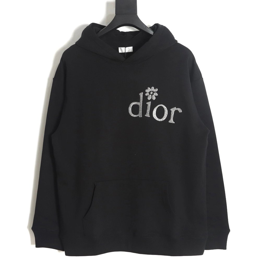 Dior X ERL joint model embroidered floral letter cotton hooded sweatshirt,Dior Hoodie,Hoodie,APPAREL
