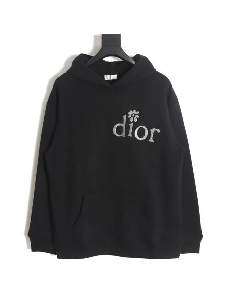 Dior X ERL joint model embroidered floral letter cotton hooded sweatshirt,Dior Hoodie,Hoodie,APPAREL