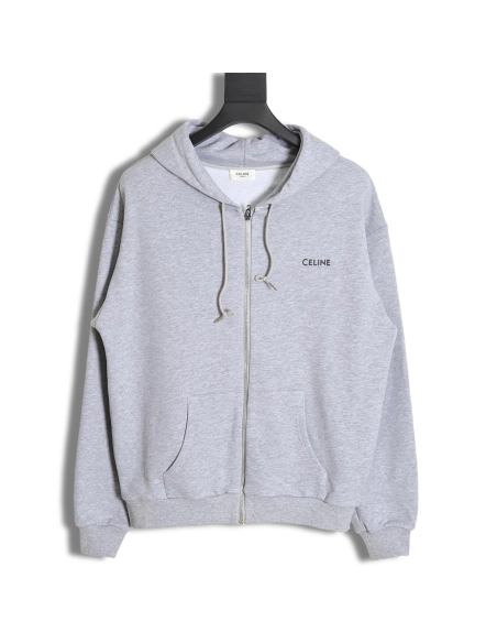 CELINE CE 23SS basic letter zipper hooded sweater,Celine Hoodie,Hoodie,APPAREL