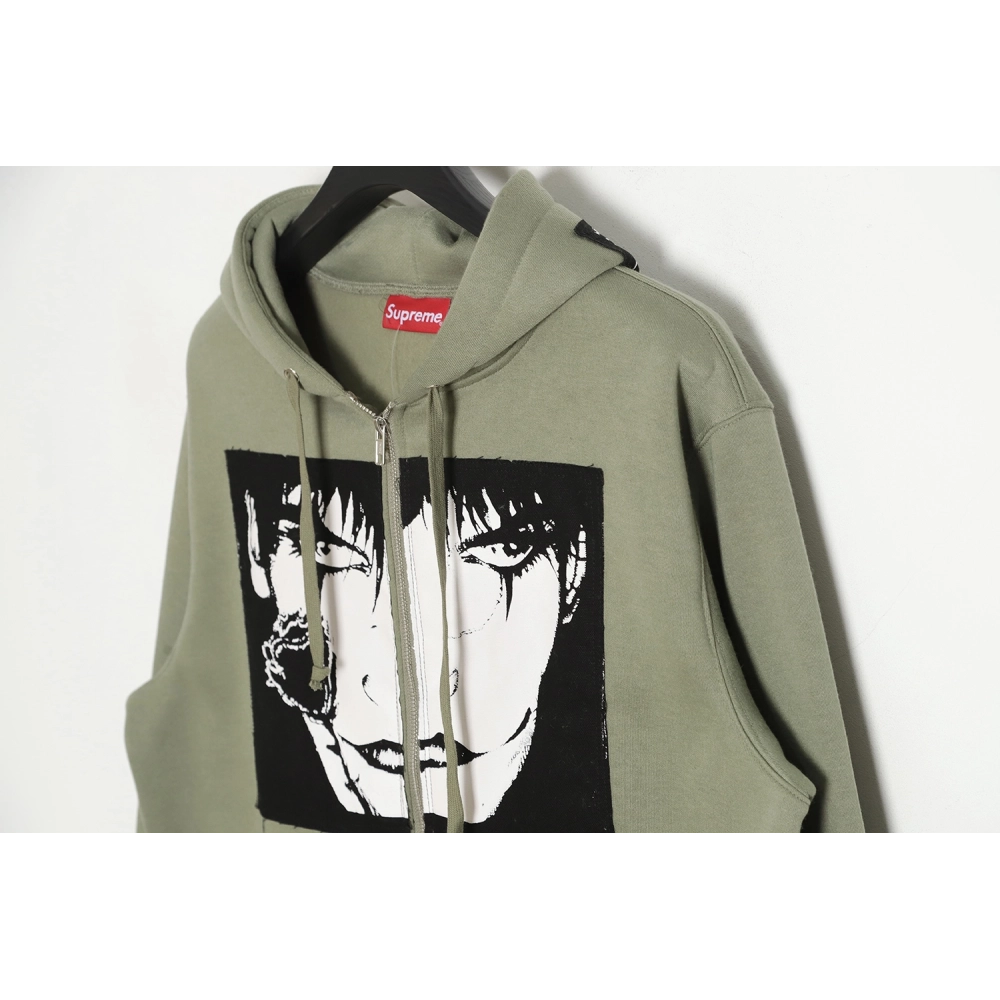 Supreme Week 4 x The Crow Zip Hooded Washed Brushed Sweatshirt,Supreme Hoodie,Hoodie,APPAREL