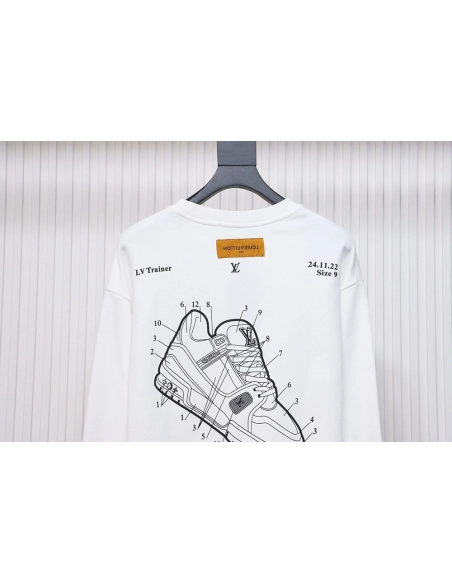 Louis Vuitton lettering shoe print crewneck sweatshirt TSK1,Louis Vuitton Sweatshirt,Sweatshirt,APPAREL