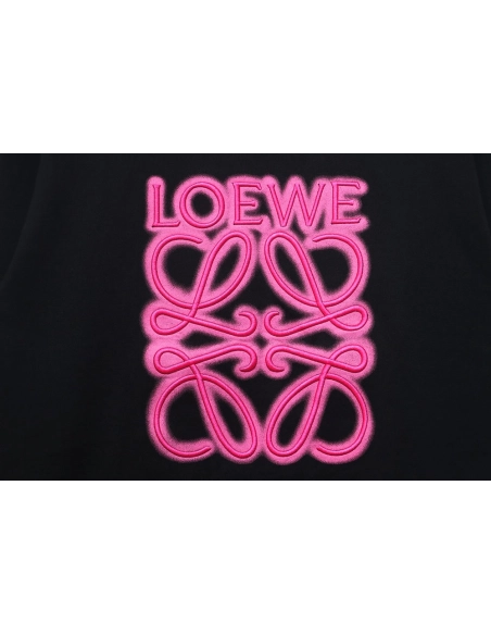 Loewe neon embroidery fluorescent pink crew neck sweatshirt,Loewe Sweatshirt,Sweatshirt,APPAREL