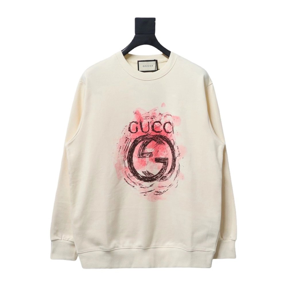 Gucci Ink Splash Double G Crew Neck Sweatshirt TSK1,Gucci Sweatshirt,Sweatshirt,APPAREL