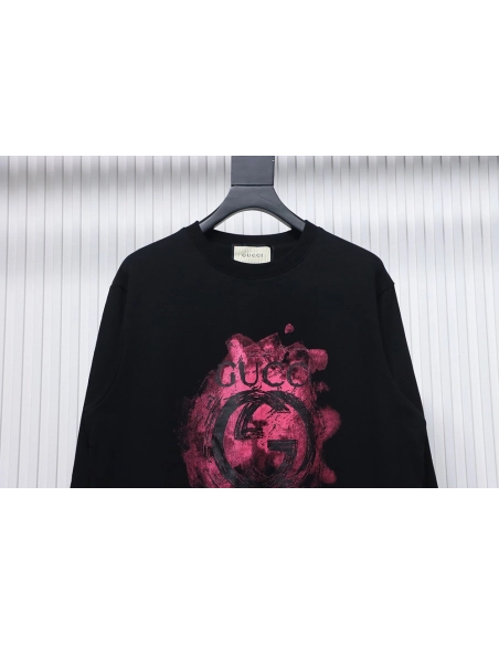 Gucci Ink Splash Double G Crew Neck Sweatshirt,Gucci Sweatshirt,Sweatshirt,APPAREL