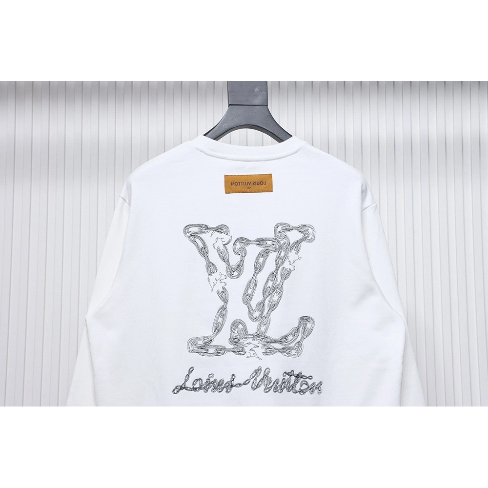 Louis Vuitton embroidered logo crew neck sweatshirt,Louis Vuitton Sweatshirt,Sweatshirt,APPAREL