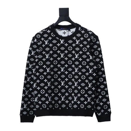 Louis Vuitton all over LOGO jacquard crew neck sweatshirt,Louis Vuitton Sweatshirt,Sweatshirt,APPAREL