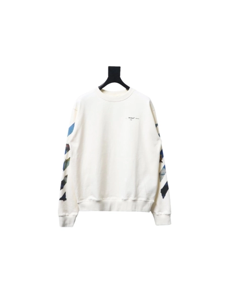 Off white oil painting print crew neck sweatshirt,Off White Sweatshirt,Sweatshirt,APPAREL
