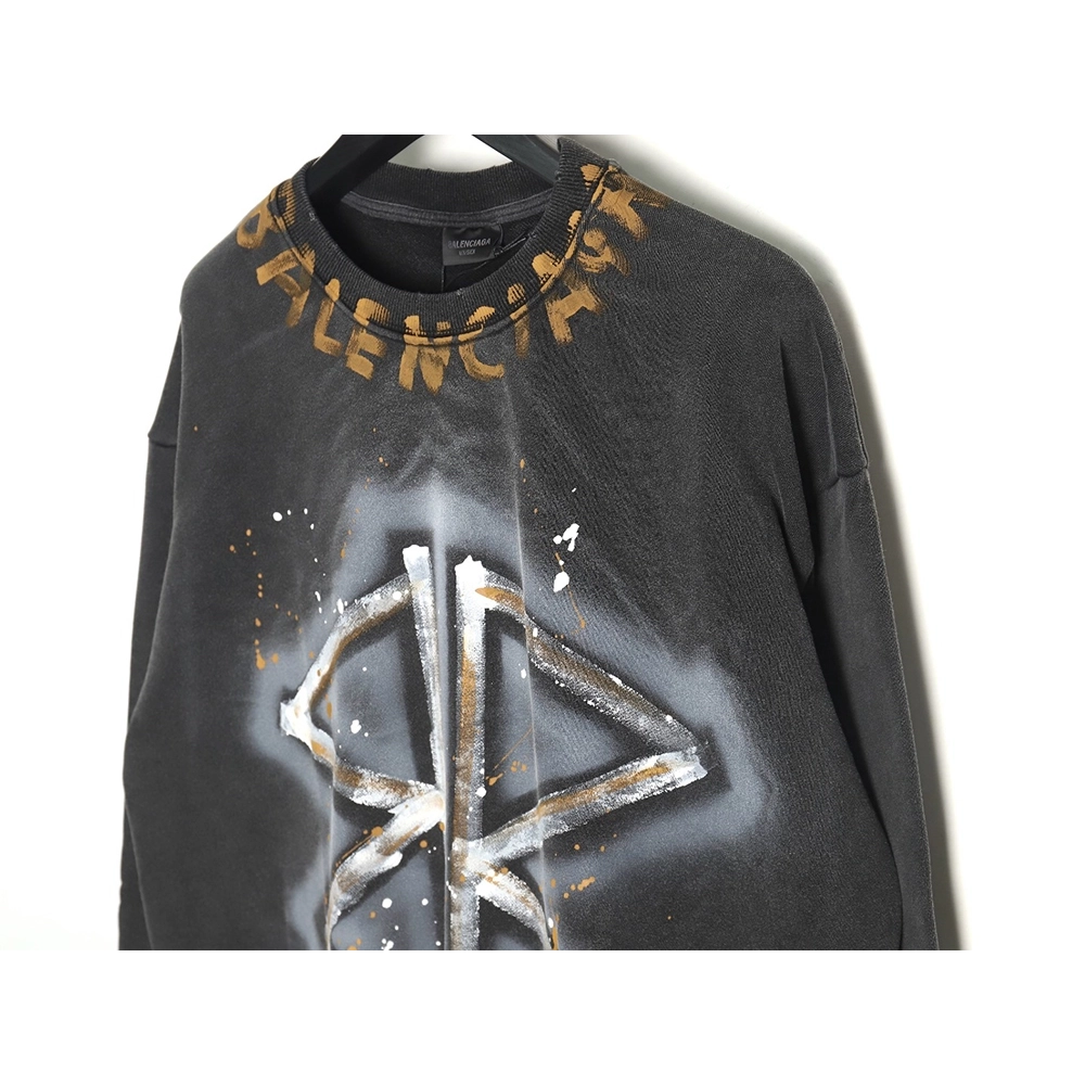 Balenciaga washed handpainted lettering crew neck sweatshirt,Balenciaga Sweatshirt,Sweatshirt,APPAREL