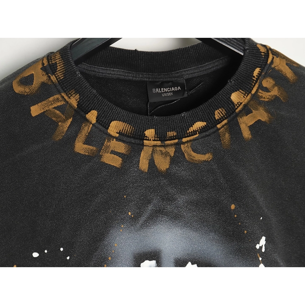Balenciaga washed handpainted lettering crew neck sweatshirt,Balenciaga Sweatshirt,Sweatshirt,APPAREL