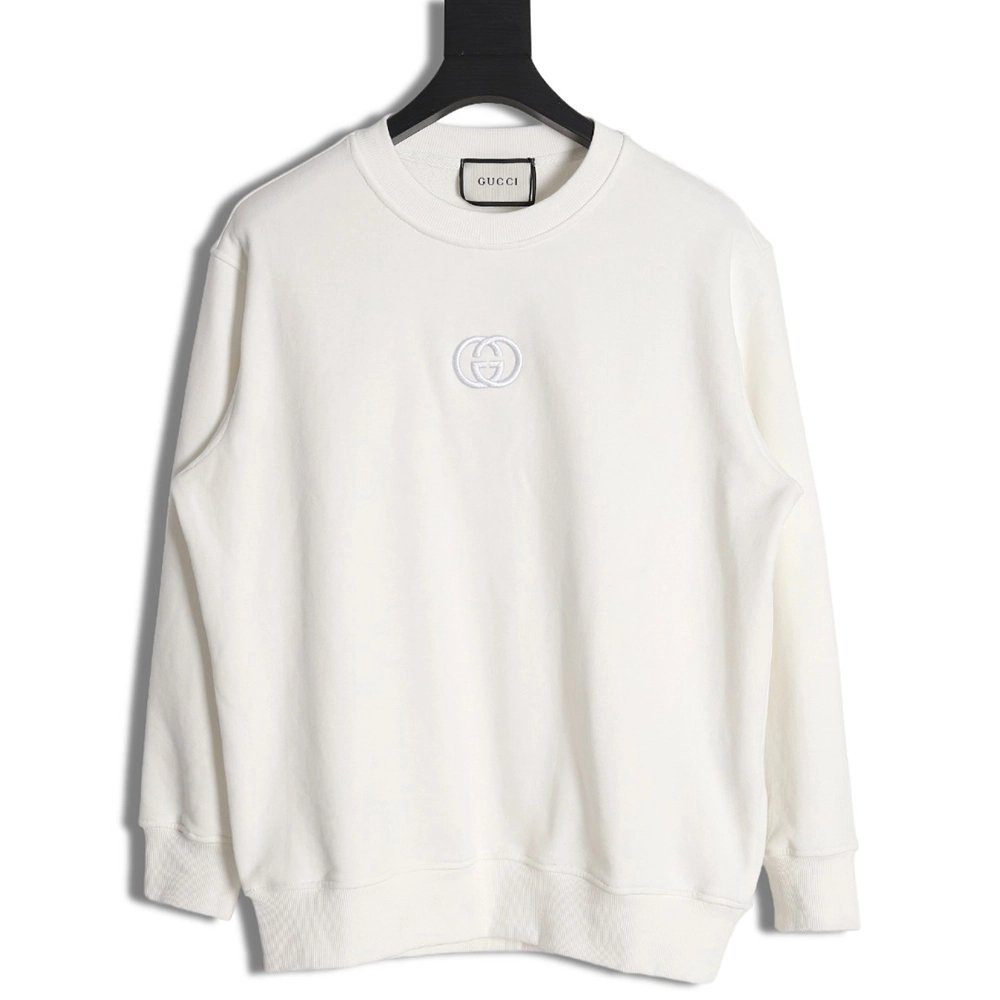 Gucci logo embroidered crew neck sweatshirt,Gucci Sweatshirt,Sweatshirt,APPAREL