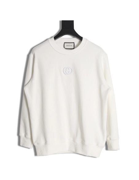 Gucci logo embroidered crew neck sweatshirt,Gucci Sweatshirt,Sweatshirt,APPAREL