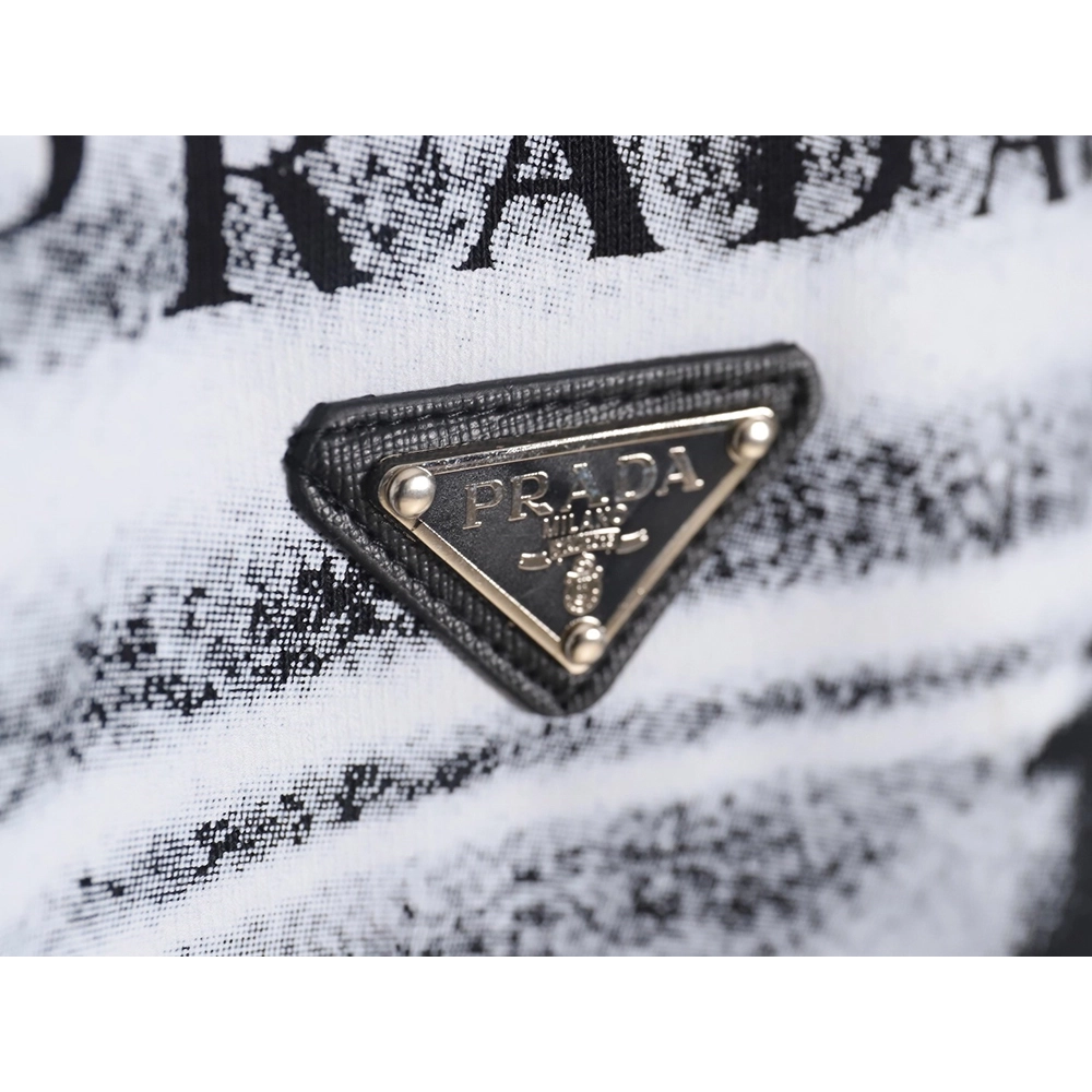 Prada Phantom Triangle Logo Print Crewneck Sweatshirt TSK1,Prada Sweatshirt,Sweatshirt,APPAREL