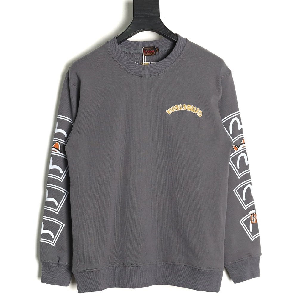 Evisu Lucky Cat and Daruma Print Sweatshirt,Evisu Sweatshirt,Sweatshirt,APPAREL