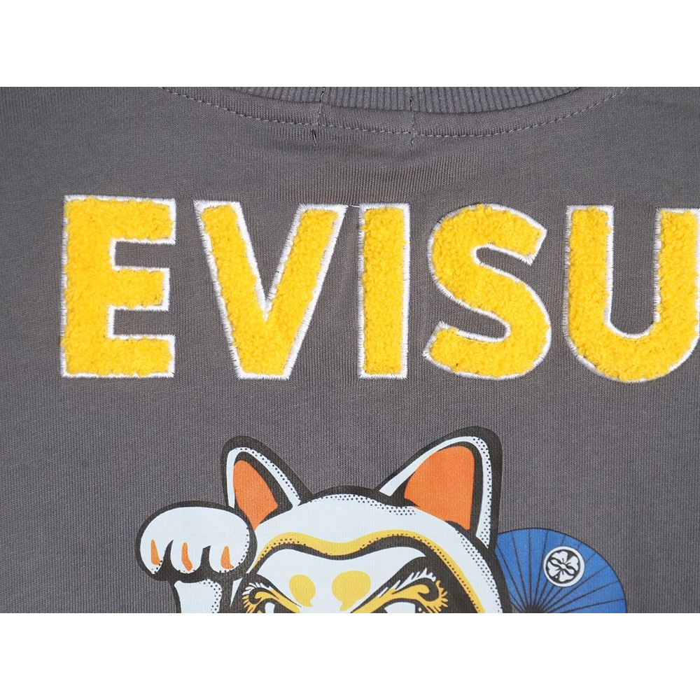 Evisu Lucky Cat and Daruma Print Sweatshirt,Evisu Sweatshirt,Sweatshirt,APPAREL
