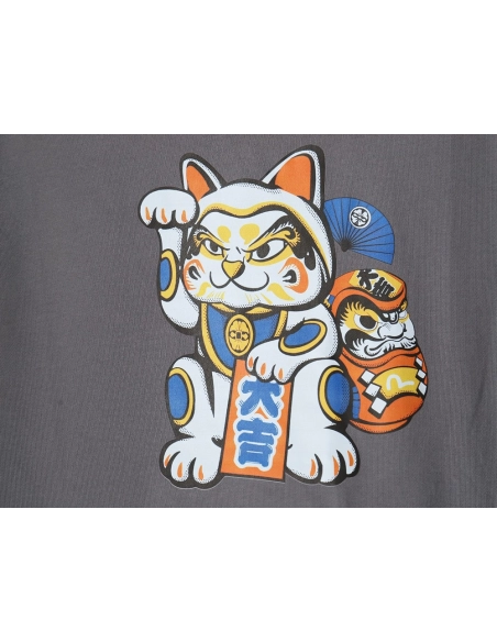 Evisu Lucky Cat and Daruma Print Sweatshirt,Evisu Sweatshirt,Sweatshirt,APPAREL