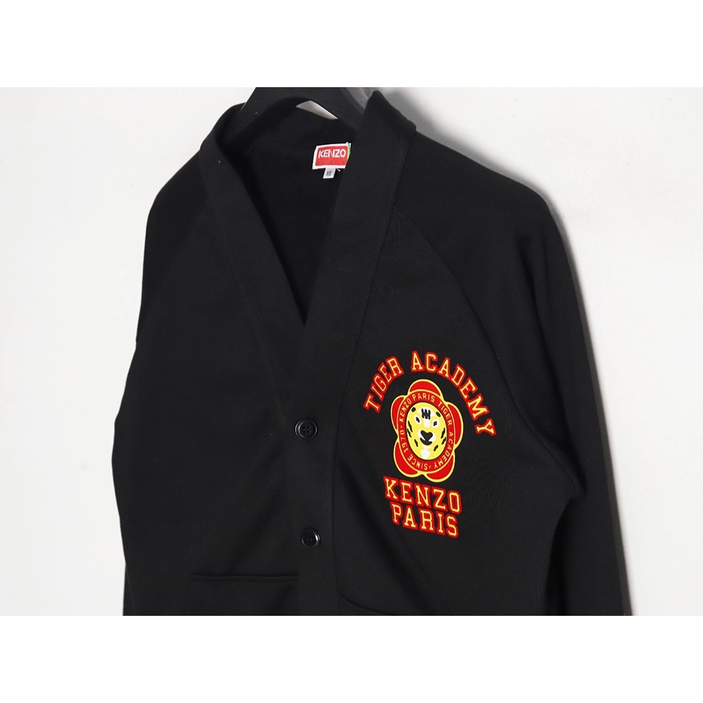 Kenzo Tiger and Flower Flocked Sweatshirt Cardigan,Kenzo Sweatshirt,Sweatshirt,APPAREL