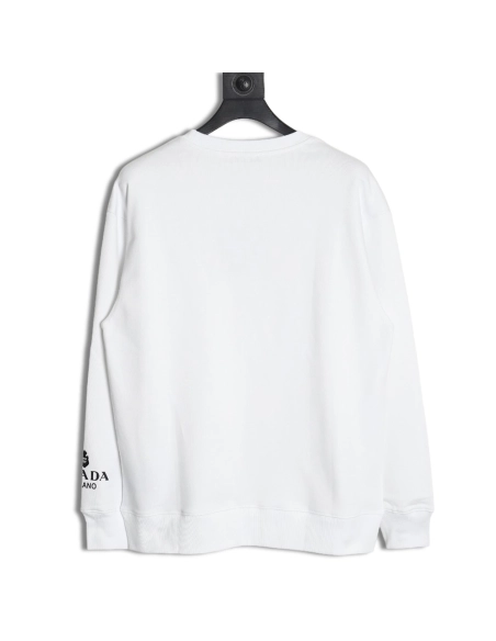 Prada Triangle Logo Single Sleeve Round Neck Sweatshirt,Prada Sweatshirt,Sweatshirt,APPAREL