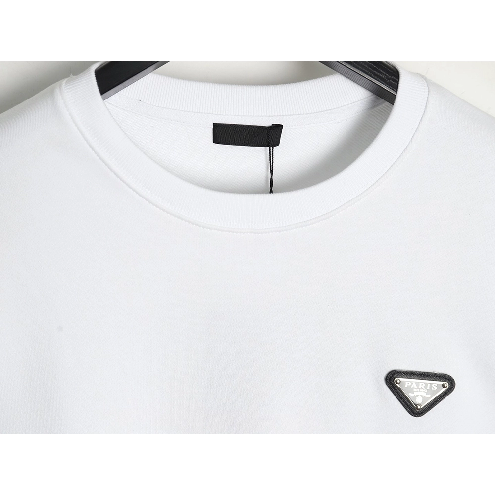 Prada Triangle Logo Single Sleeve Round Neck Sweatshirt,Prada Sweatshirt,Sweatshirt,APPAREL
