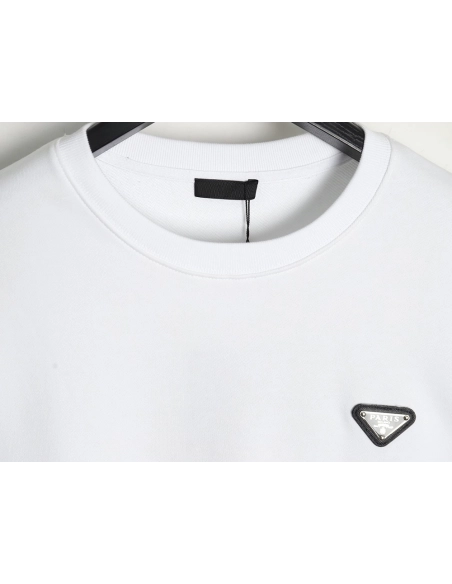 Prada Triangle Logo Single Sleeve Round Neck Sweatshirt,Prada Sweatshirt,Sweatshirt,APPAREL