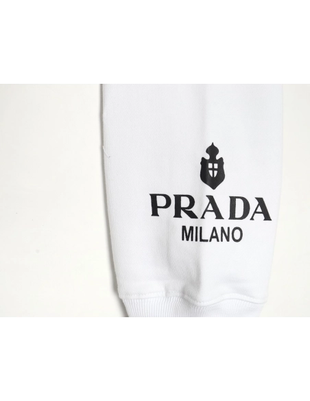 Prada Triangle Logo Single Sleeve Round Neck Sweatshirt,Prada Sweatshirt,Sweatshirt,APPAREL