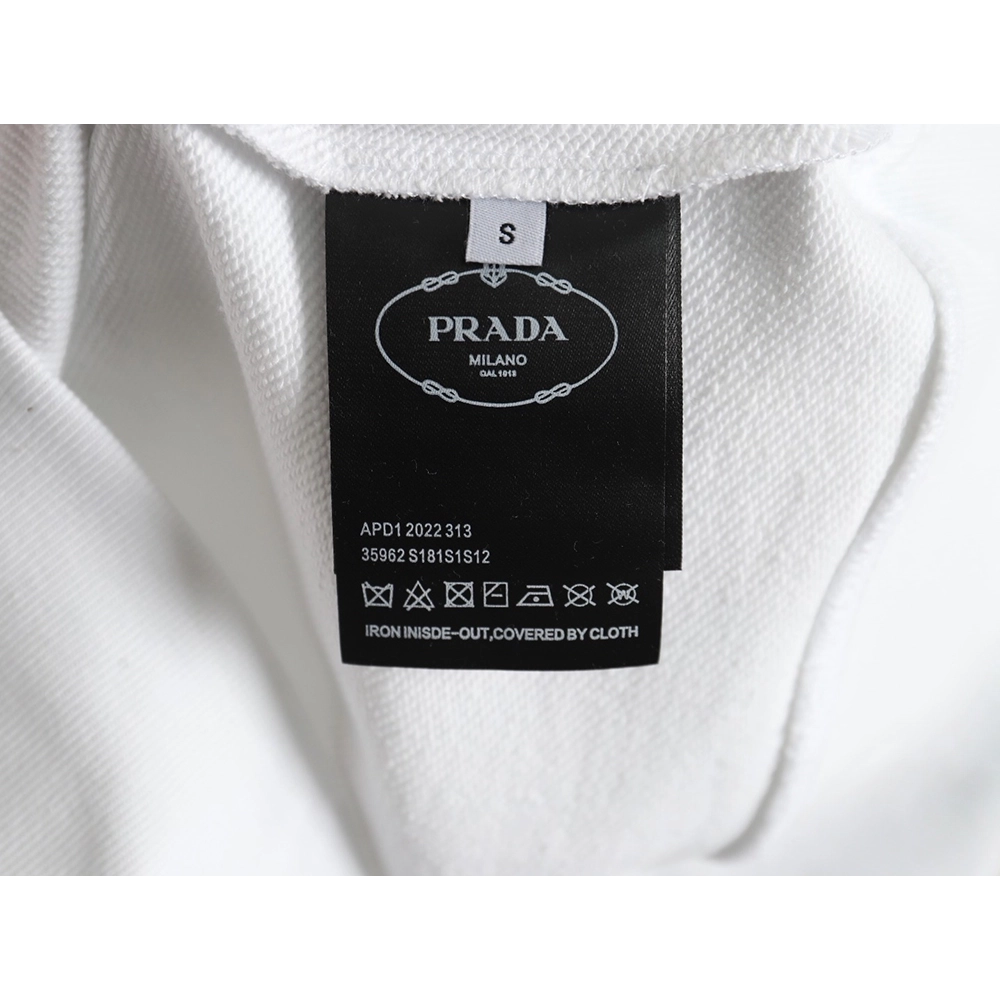 Prada Triangle Logo Single Sleeve Round Neck Sweatshirt,Prada Sweatshirt,Sweatshirt,APPAREL
