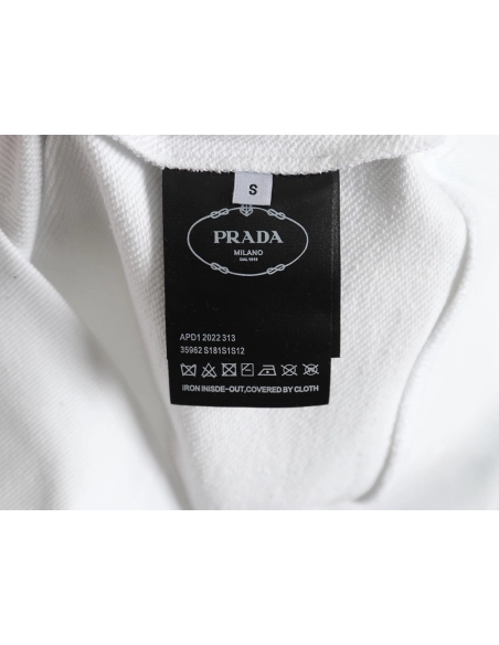 Prada Triangle Logo Single Sleeve Round Neck Sweatshirt,Prada Sweatshirt,Sweatshirt,APPAREL