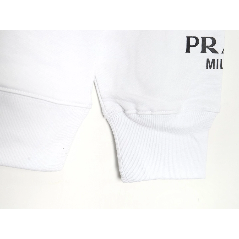 Prada Triangle Logo Single Sleeve Round Neck Sweatshirt,Prada Sweatshirt,Sweatshirt,APPAREL