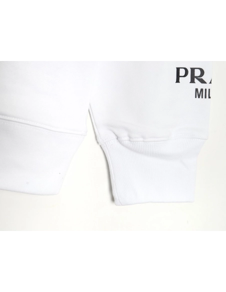 Prada Triangle Logo Single Sleeve Round Neck Sweatshirt,Prada Sweatshirt,Sweatshirt,APPAREL