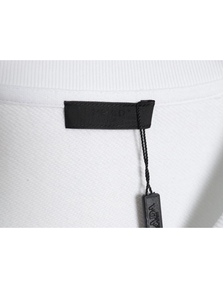 Prada Triangle Logo Single Sleeve Round Neck Sweatshirt,Prada Sweatshirt,Sweatshirt,APPAREL
