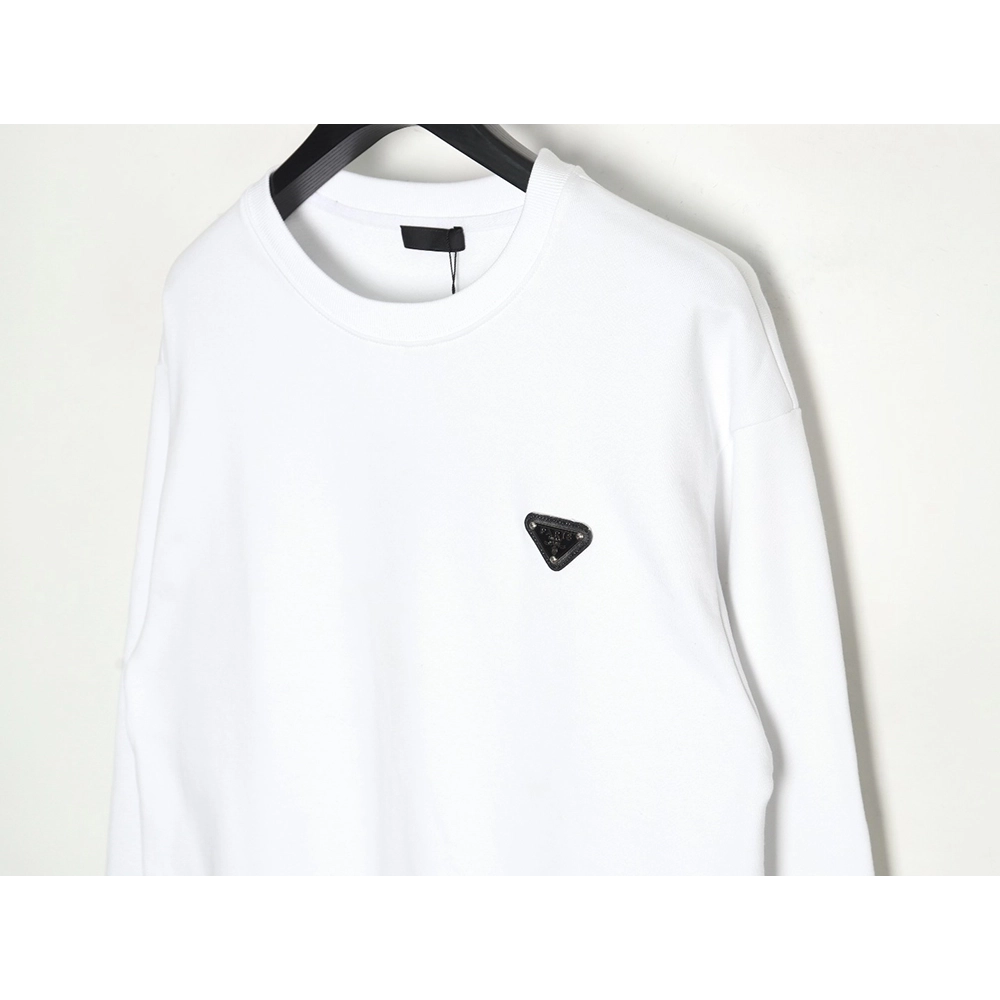 Prada Triangle Logo Single Sleeve Round Neck Sweatshirt,Prada Sweatshirt,Sweatshirt,APPAREL